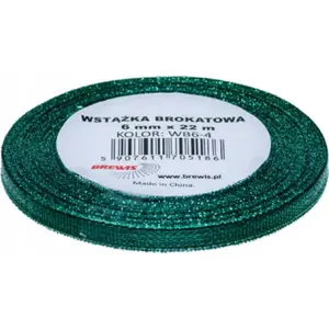 Ribbon TEKA glitter green 6 mm x 22 m, decorative craft ribbon