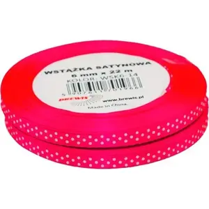 Satin ribbon BREWIS 6 mm x 22 m, dotted pattern, color 14