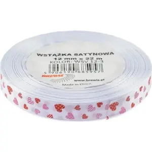 Satin Ribbon BREWIS Wstążka satynowa serca 12 mm color 3 — decorative craft ribbon
