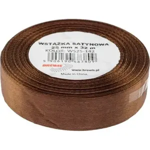 Ribbon BREWIS satin ribbon 25 mm / 32 mm color 142 brown BREWIS