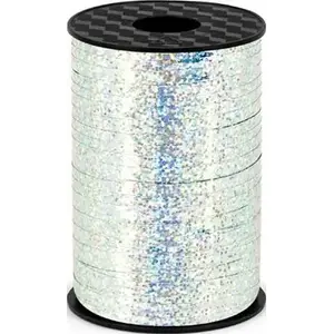 Plastic Holographic Ribbon 5 mm Silver — PartyDeco, universal decorative ribbon