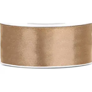 Satin ribbon PartyDeco AL116TIT 25 mm x 25 m light gold — decorative craft ribbon