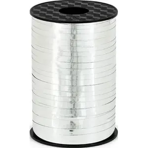Plastic Metallic Ribbon PartyDeco 5 mm silver — versatile decorative ribbon