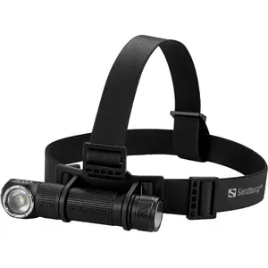 Headband Headlamp SANDBERG 1000 Pro – LED 25–1000 lm, USB rechargeable 2000 mAh, Aluminium housing, IP66, black