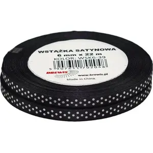 Satin Ribbon BREWIS WSK6-39 6 mm — dotted pattern, decorative craft ribbon