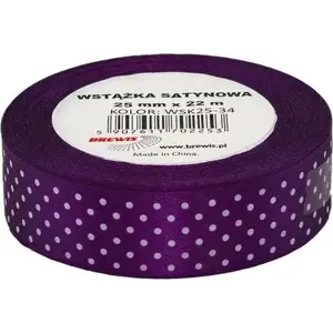 Satin Ribbon BREWIS WSK25-34 25 mm — dotted pattern