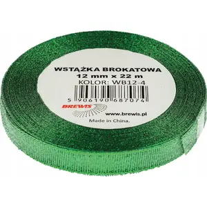 BREWIS ribbon glitter 12 mm WB12-4 green – decorative craft ribbon