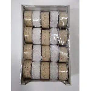 Decorative Lace Ribbon Polsirhurt 3 cm × 3 m, white and ecru (POLSX1171)
