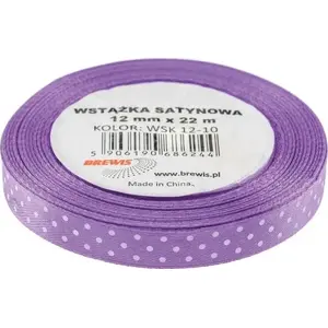 Satin Ribbon BREWIS 12 mm x 22 m, dotted pattern, color 10