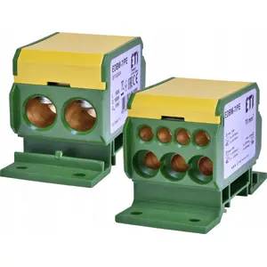 Sadales bloks Etipo EDBM-7/PE 192A busbarām un kabeļsavienojumiem (2x4–70 mm² / 3x2,5–25 mm² + 4x2,5–16 mm²) dzeltenzaļš