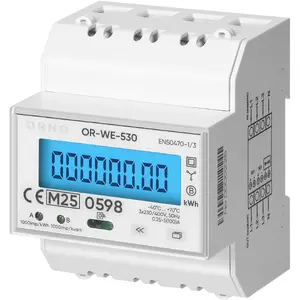 Счётчик электроэнергии ORNO OR-WE-530, 3-фазный, 100 A, порт RS-485, MID, 4 модульный, многотарифный, DIN TH-35mm, PV-Ready