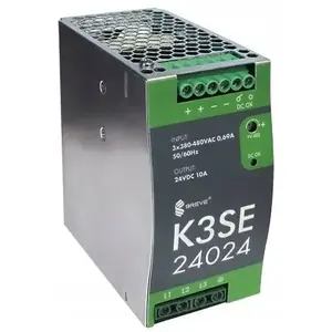 Импульсный блок питания на DIN-рейку SilentiumPC K3SE 24024 3x400V → 24V DC 10A 240W, вход 340–550VAC, Ta70