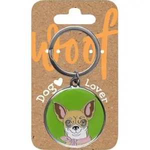 Keychain for dog owners ty - chihuahua design, metal and enamel charm