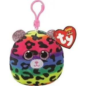 Keychain plush toy TY Squish-a-Boos Dotty, multicolor leopard pattern, 8.5 cm