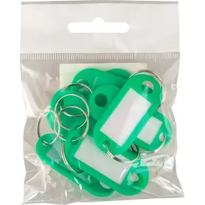 Keyring set Stickn Nøglering PET 10 pcs green — key tag holder, plastic keyrings
