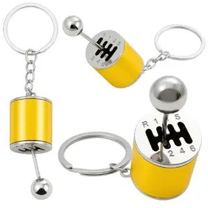 Keychain (metal) LEANToys moving gearshift trunk pendant, gold finish