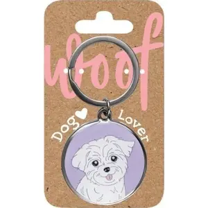 ami play keychain for dog owners – Maltese design, metal and enamel charm