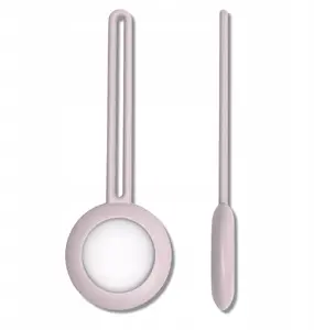 Protective silicone keyring case by Hurtel for Apple AirTag — elastic pink holder