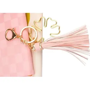 Keychain tassel, GDD Bloom pink – decorative accessory, pom-pom style