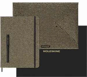 Collector set Moleskine Shine — folder, Kaweco fountain pen, ruled notebook, metallic gold