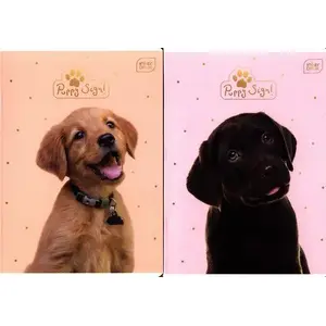 PIEZĪMJU GRĀMATA INTERDRUK A5 32 lapas rūtiņa ar UV dizainu Puppy Sign, 10 gab.