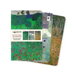 Mini Notebooks set — Flame Tree Publishing Klimt Landscapes, 3 softcover books, 64 pages each