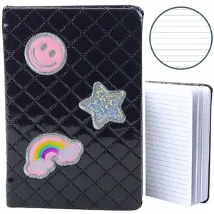 Notebook Lean B6 Black — Lined, Glitter Cover, Patch Detail, 80 Sheets