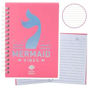 Notebook Lean A6 holographic mermaid tail pink, lined, 80 sheets