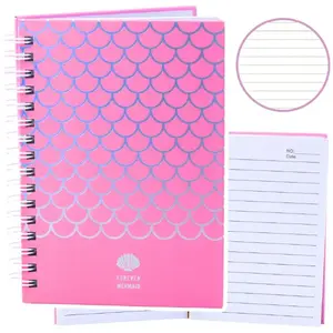 Notebook Lean A6 holographic scales pattern, ruled pages, 80 sheets, pink