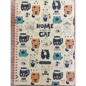 Notebook A5 TEKA Kołonotatnik 80 sheets squared kraft cover, playful cat design