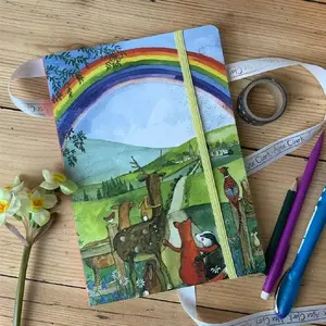 Notebook with Elastic Band A5 TEKA LCN26 — Pattern: Animals and Rainbow