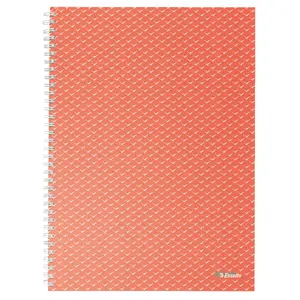 Bloknots A4 ESSelte Colour'Breeze rūtiņtīkls, uz spirāles, ciets vāks, 80 lapas, 80 g/m², koraļļu