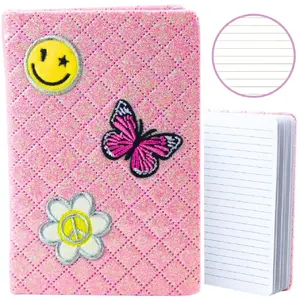 Notebook Lean B6 Pink — Lined, Glitter Patch Cover, 80 Pages