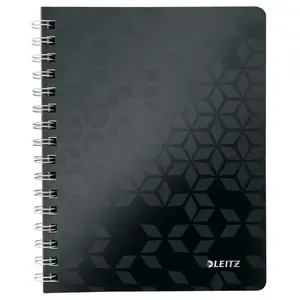 Notebook A5 squared LEITZ WOW — wirebound, PP soft cover, 80 sheets, 80 g/m², black