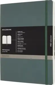 Piezīmju grāmata Moleskine Professional XL 19x25 cm mīkstā iesējuma meža zaļa 192 lappuses