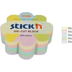 Sticky Notes Stickn 67×67 mm, floral mix, 5 pastel colors, 250 sheets (model 21832)