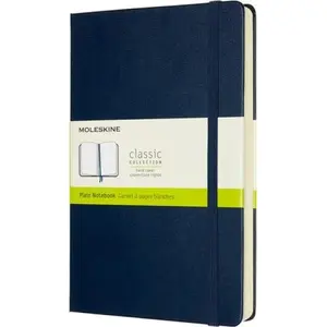 Notebook Moleskine Classic L (13 x 21 cm), hardcover, plain paper, 400 pages, sapphire blue