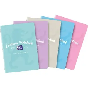 Notebook A5 Oxford Campus Pastel 60 pages squared, pack of 5