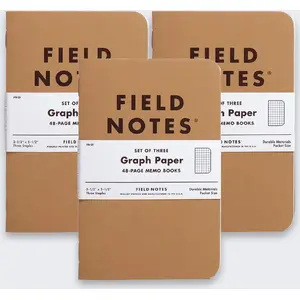 Notebook HP Field Notes Original Kraft, ruled (grid), 3-pack, portable pocket notebooks