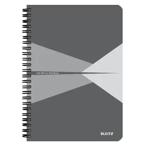 Notebook A5 squared LEITZ Office — wirebound, cardboard hardcover, 90 sheets, 80 g/m², grey