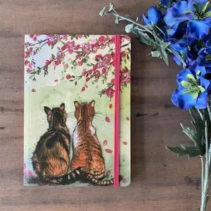 Notebook A5 TEKA LCN30 — patterned cover with cats and flowers, elastic closure