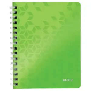 Notebook A5 squared wirebound with PP cover LEITZ WOW — 80 sheets, 80 g/m², green