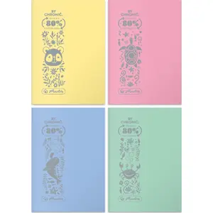 Notebook A5 HERLITZ 32 pages squared Eco PP cover pastel colors pack of 10