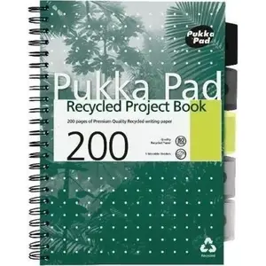 Pukka Project Book Recycled A4 līniju 100 lapas zaļš komplekts 3 gab.