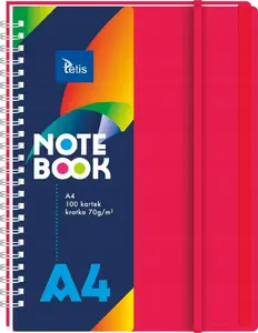 Notebook A4 TEKA 100 sheets squared, red cover, PP binding