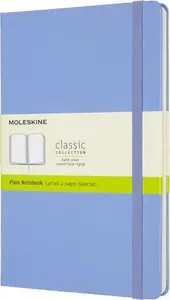Notebook Moleskine Classic L (13 x 21 cm) hard cover, plain pages, 240 pages, hydrangea blue