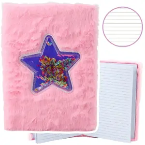 Notebook Lean A5, lined, 80 sheets, pink confetti star plush cover