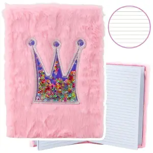 Notebook Lean A5 lined pink cover with crown and confetti, 80 sheets