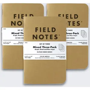Notebook pads HP Field Notes Original Kraft Mix, 3-pack — pocket-sized ruled memo books