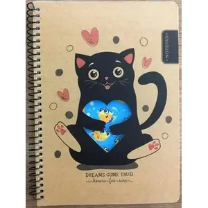 Notebook A5 TEKA 80 sheets squared kraft cover — 'Cat and Fish' design